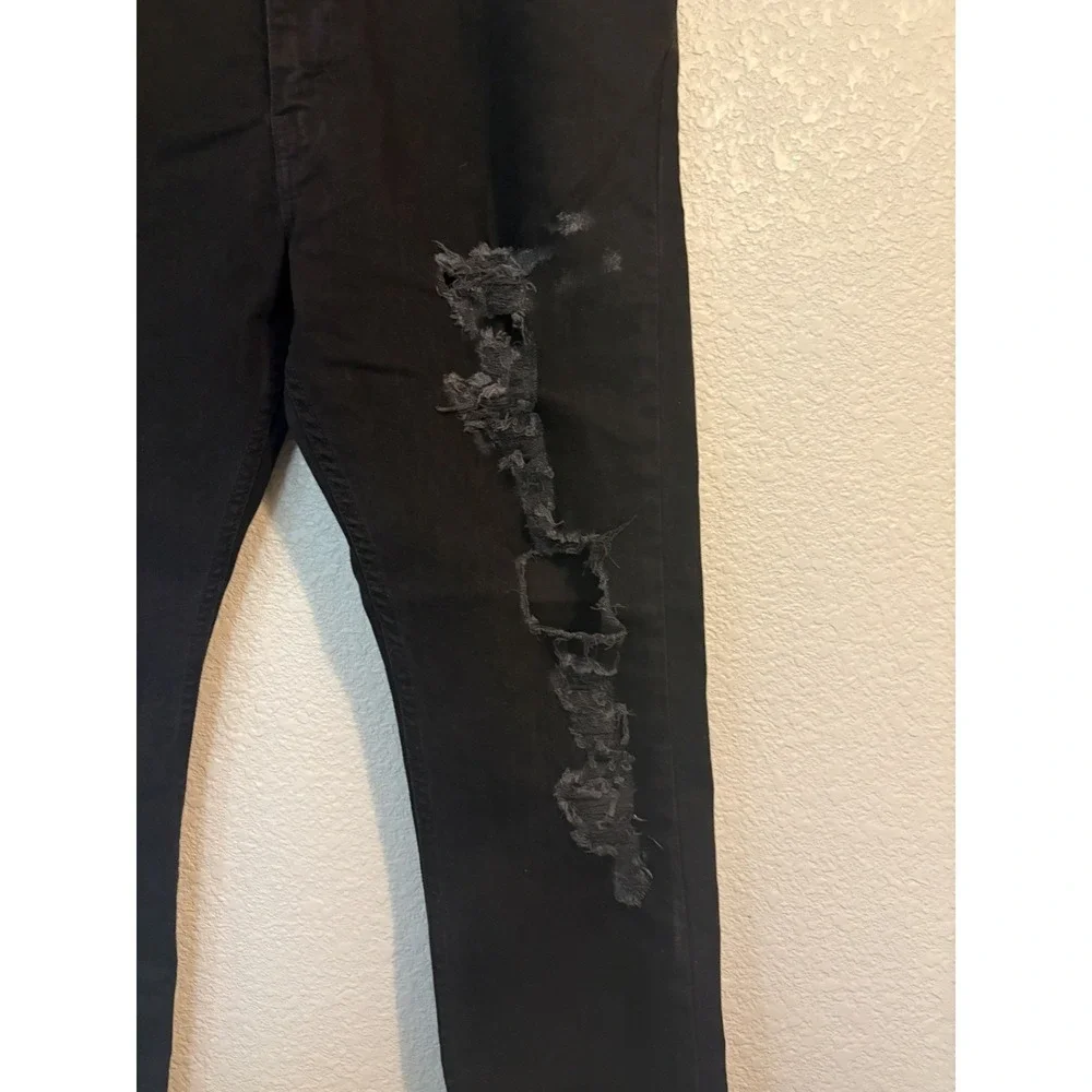 Levis 512 Jeans Mens 38x30 Black Distressed Stretch Denim